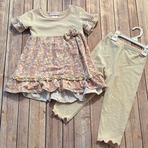 Bonnie Jean Cream Floral Ruffle Tunic & Legging Set